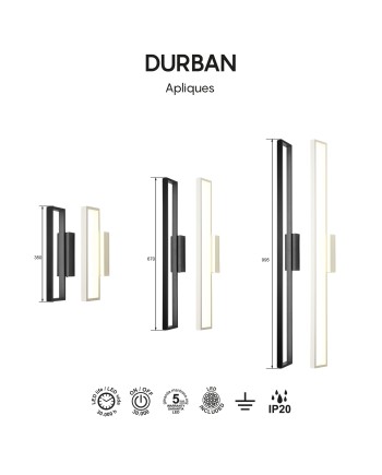 DURBAN * APLIQUE LED 10W 3000K NEGRO